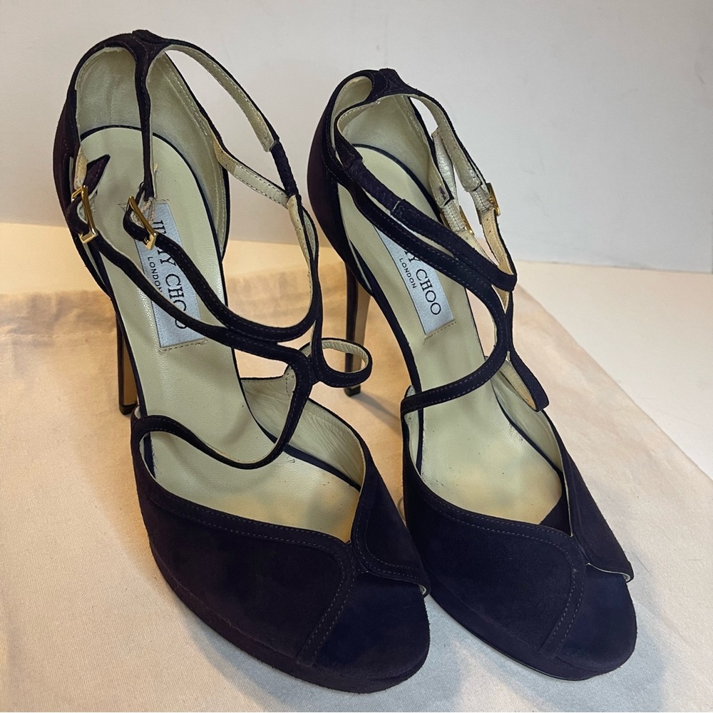 Jimmy Choo Purple Suede Fairview Heel‎ - Picture 14 of 16